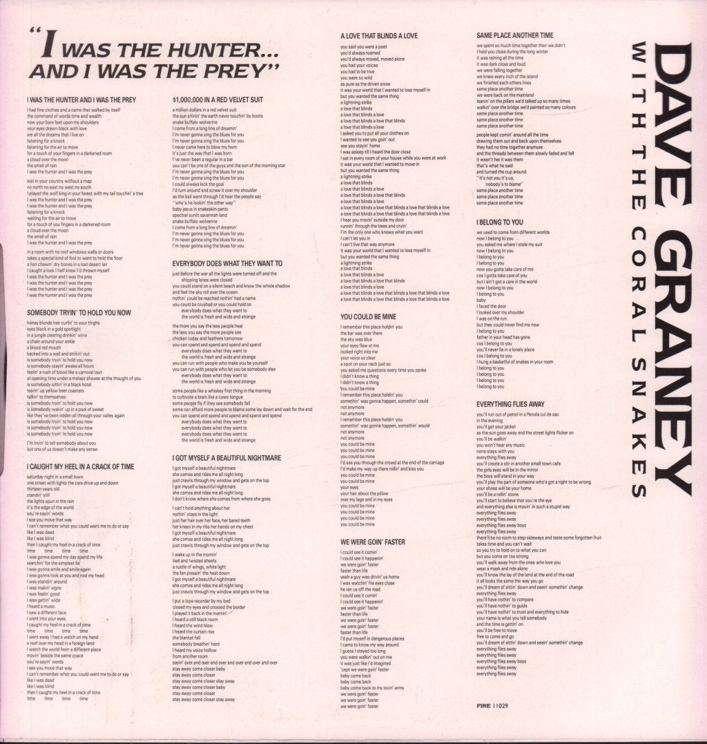 Dave Graney With The Coral Snakes - I Was The Hunter...and I Was The Prey - Lp