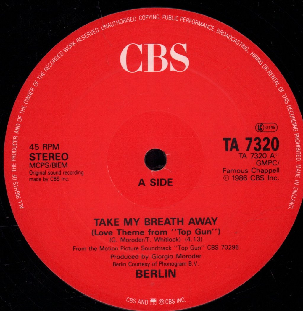 Berlin (Mid 80'S Group) - Take My Breath Away - 12 Inch
