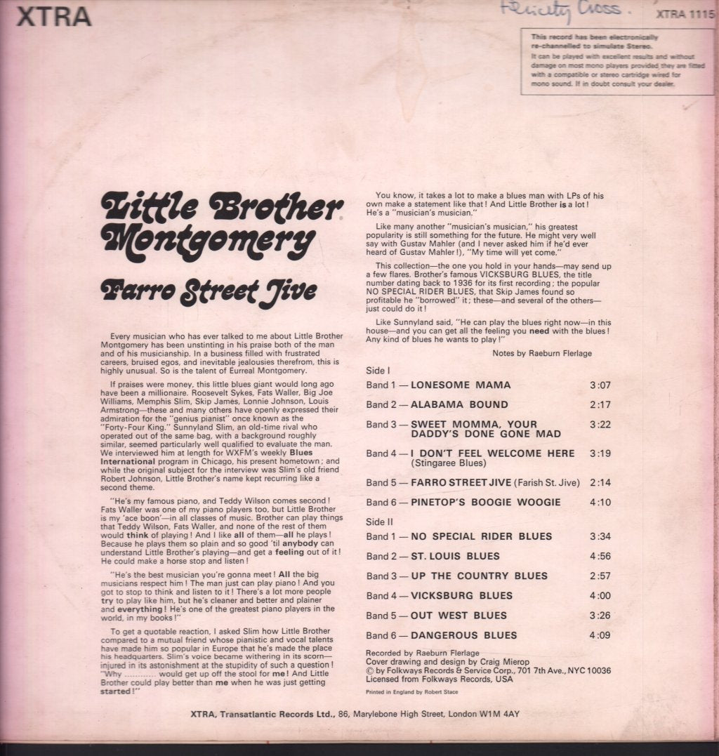 Little Brother Montgomery - Farro Street Jive - Lp