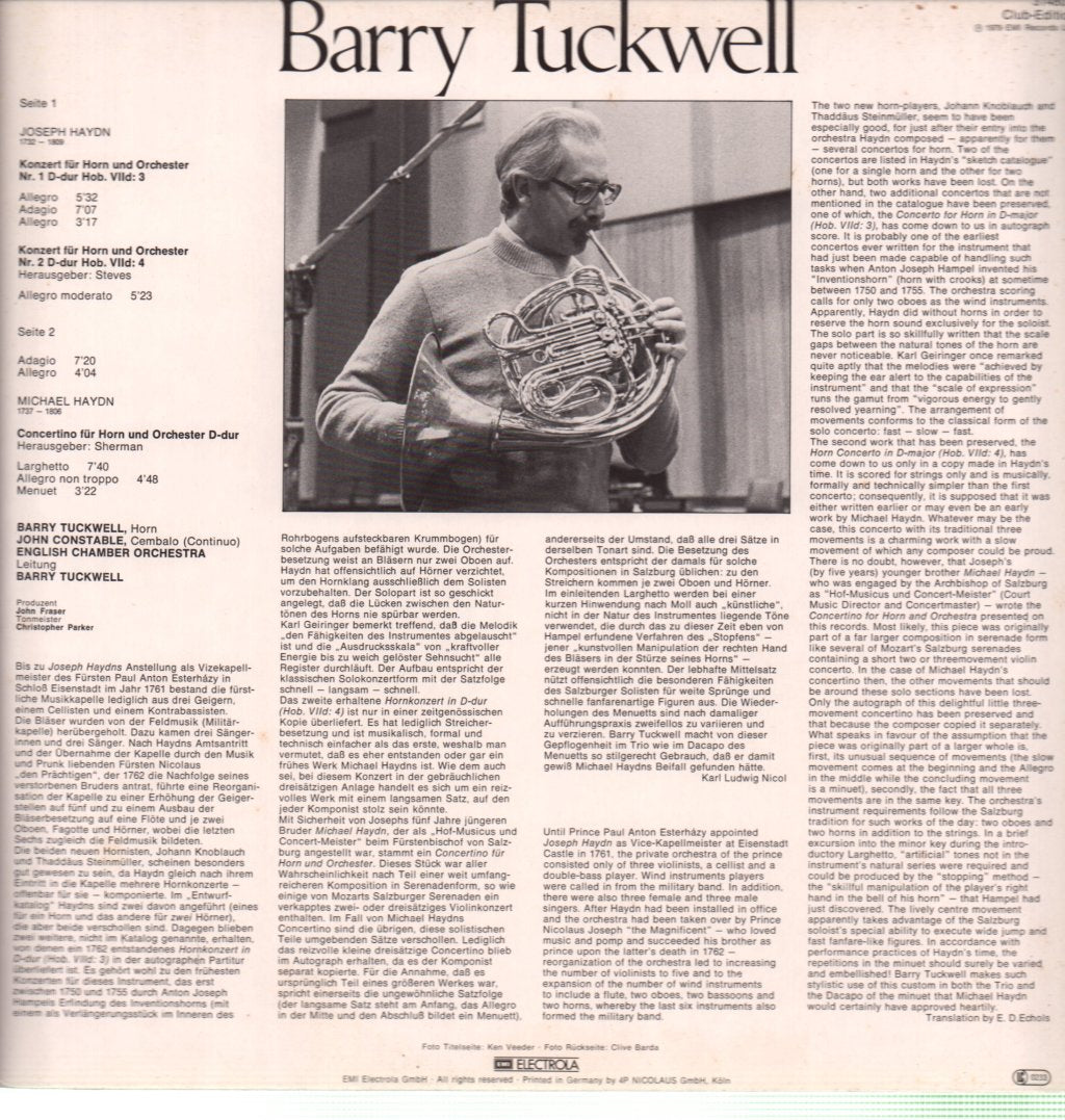 Barry Tuckwell - Hornkonzerte Von Joseph And Michael Haydn - Lp