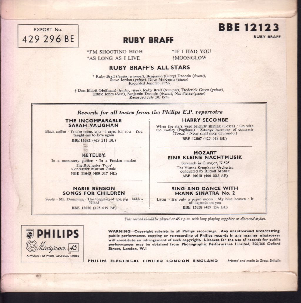 Ruby Braff's All-Stars - Ruby Braff - 7 Inch