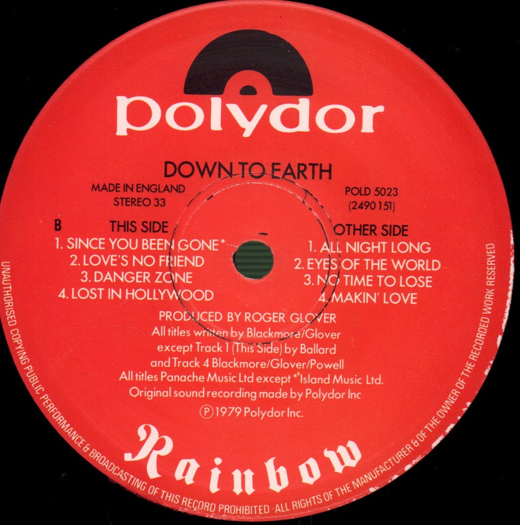 Rainbow - Down To Earth - Lp