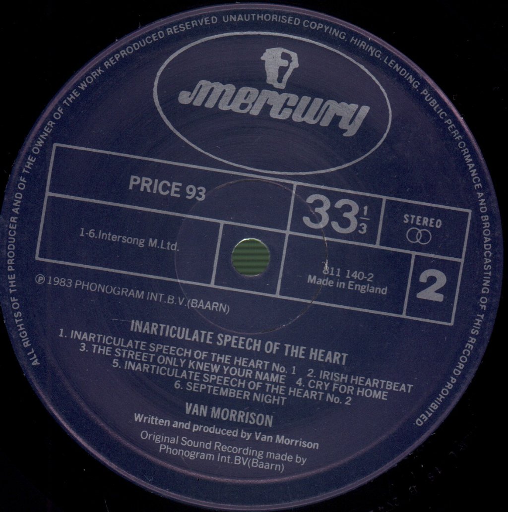 Van Morrison - Inarticulate Speech Of The Heart - Lp