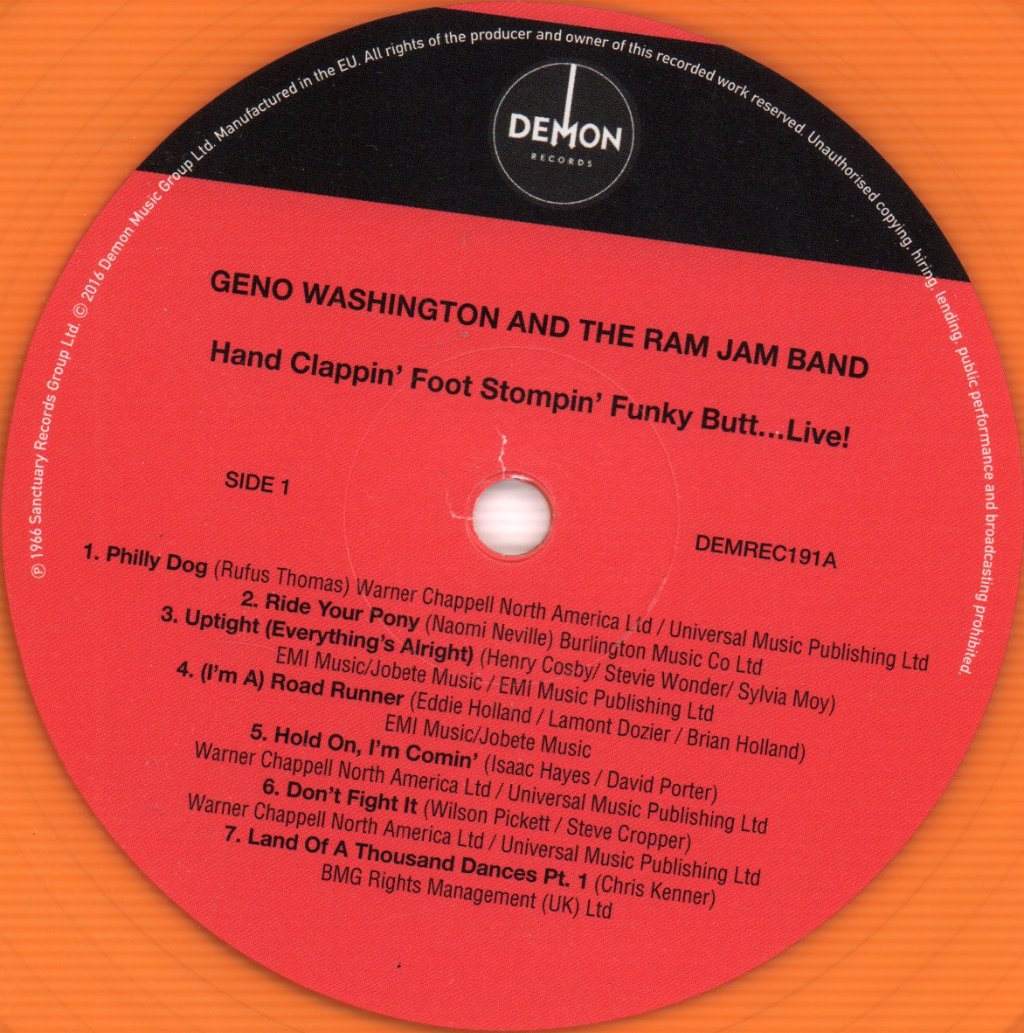 Geno Washington And The Ram Jam Band - Hand Clappin' Foot Stompin' Funky-Butt... Live! - Lp