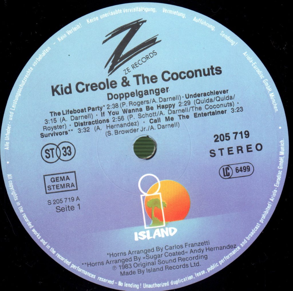 Kid Creole And The Coconuts - Doppelganger - Lp
