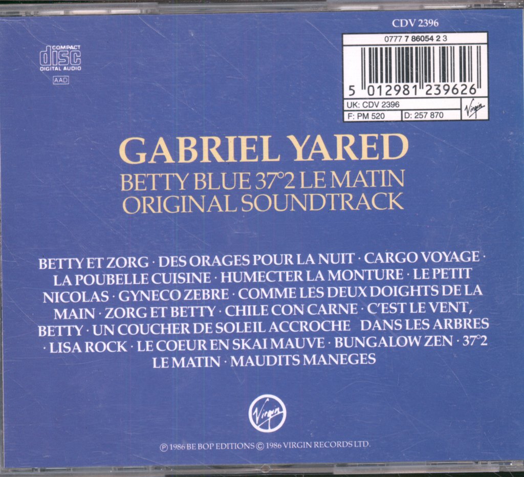 Gabriel Yared - Betty Blue 37°2 Le Matin - Cd