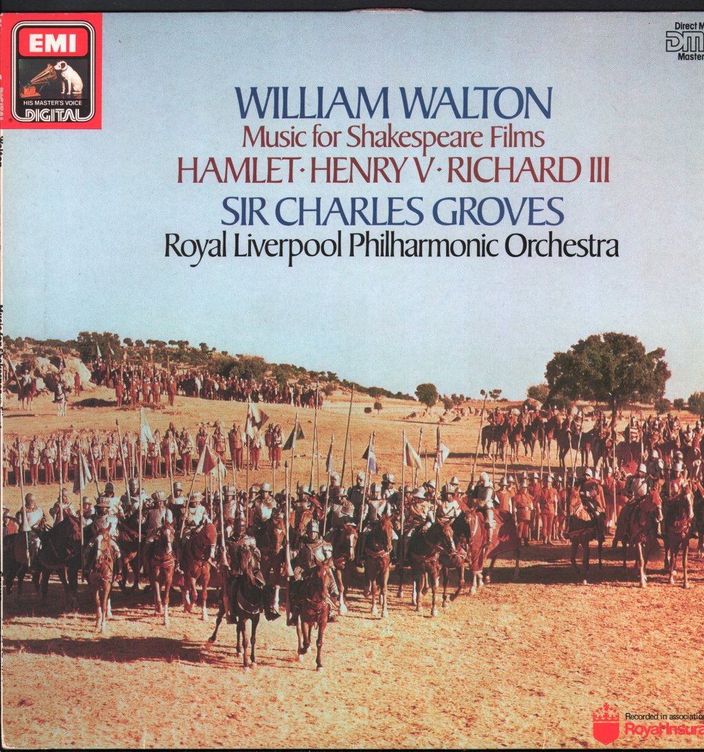 Sir Charles Groves / Royal Liverpool Philharmonic Orchestra - William Walton - Music For Shakespeare Films - Hamlet, Henry V, Richard III - Lp