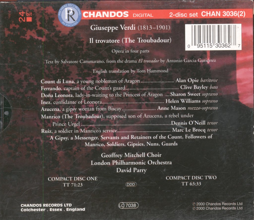 London Philharmonic Orchestra, David Parry - Verdi - Il Trovatore - Double Cd