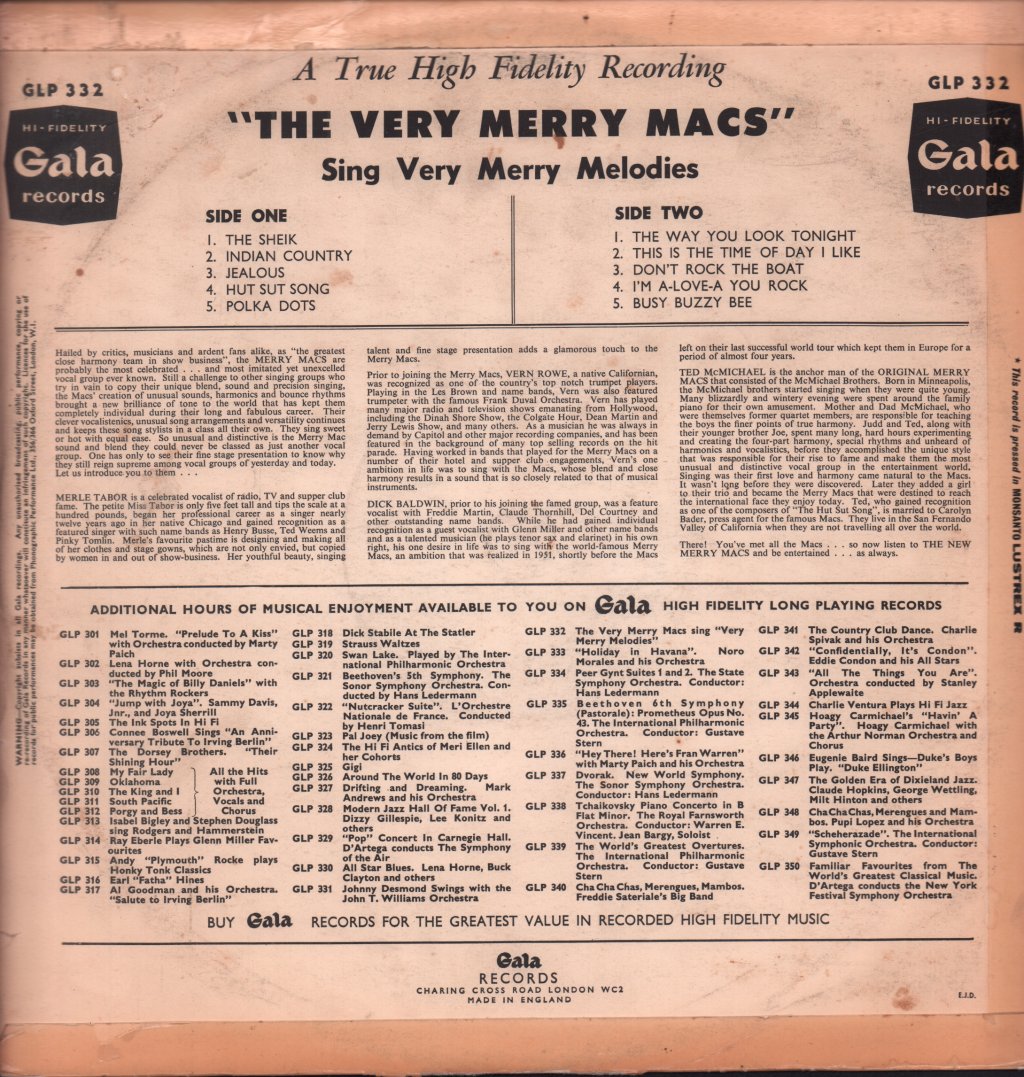 Very Merry Macs - Sing Very Merry Melodies - Lp