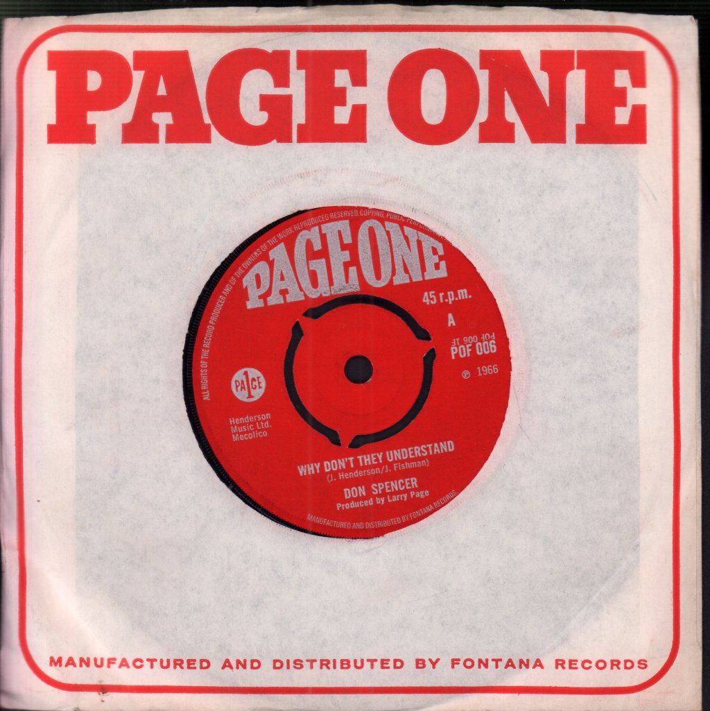 Don Spencer - Why Don't They Understand - 7 Inch