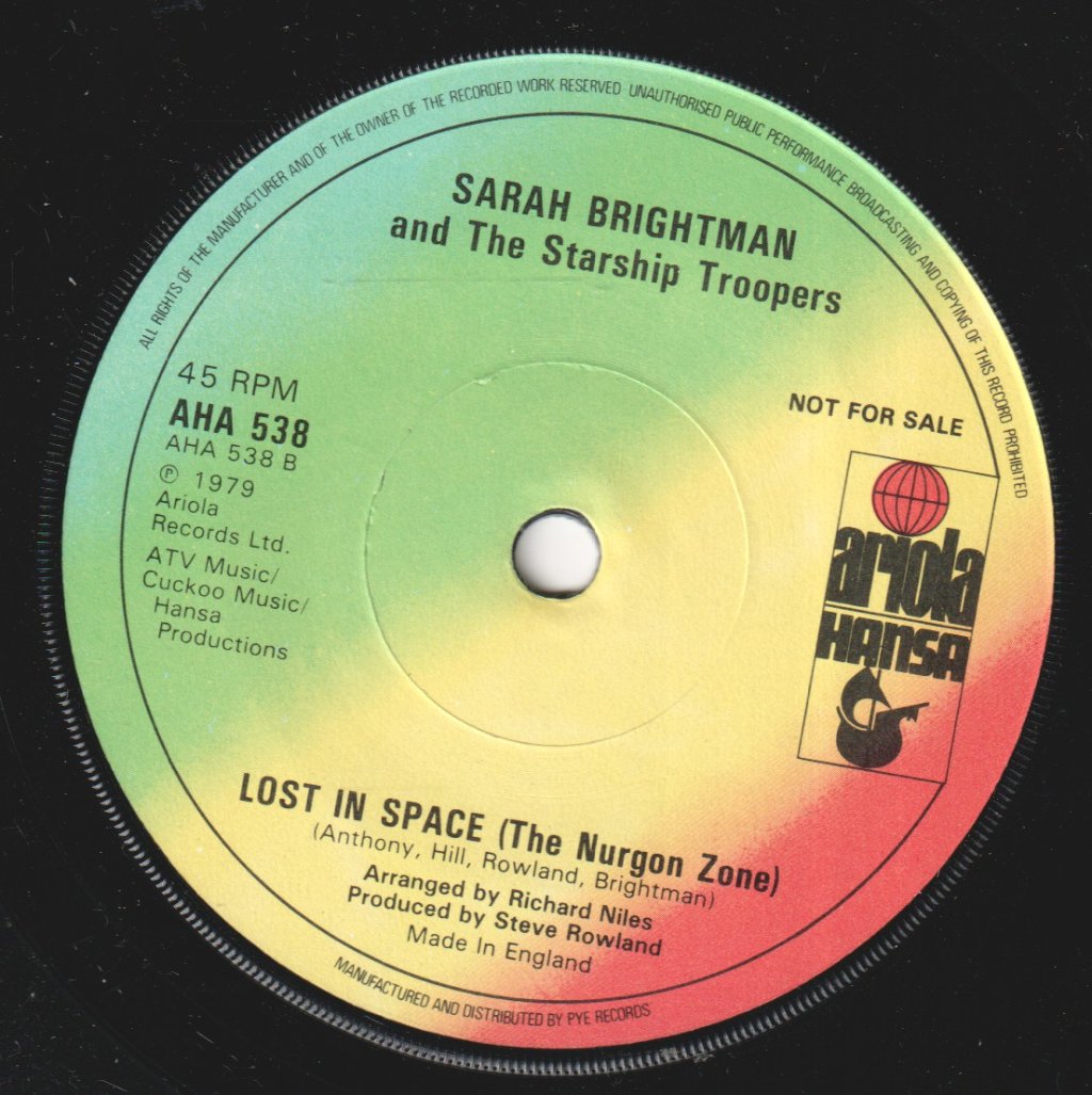 sarah brightman and the starship troopers - Adventures Of The Love Crusader - 7 Inch