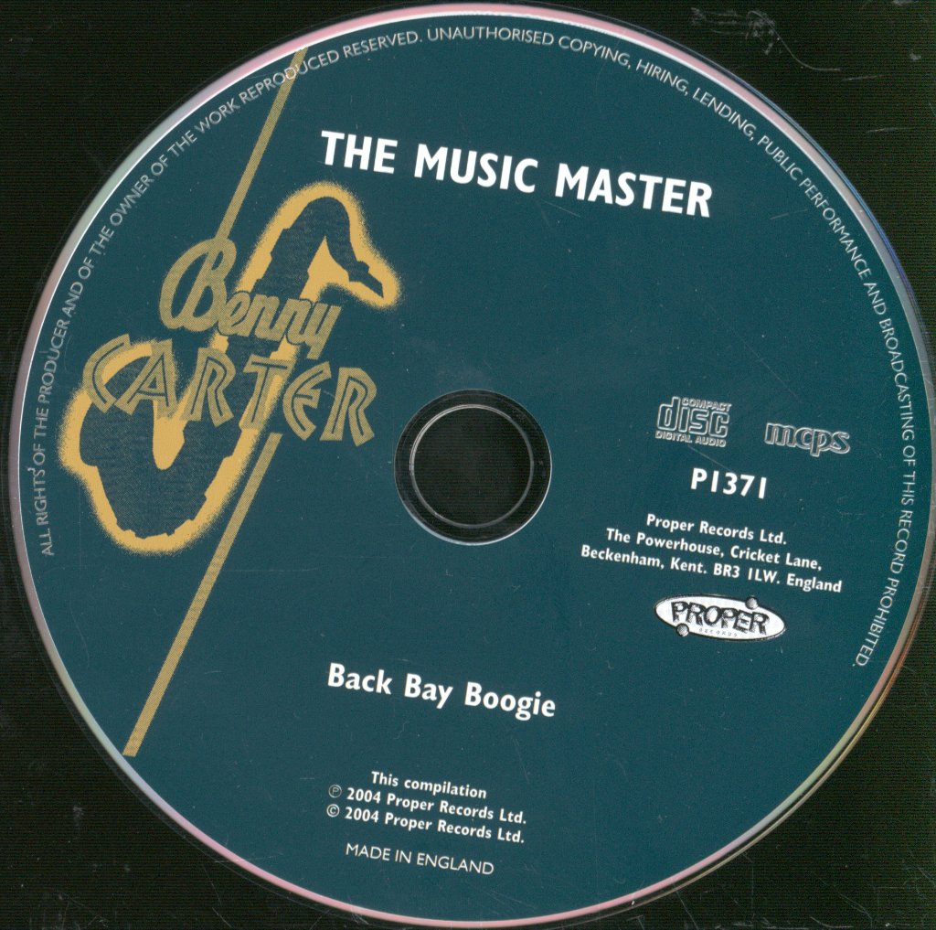Benny Carter - Music Master Disc Three - Back Bay Boogie - Cd