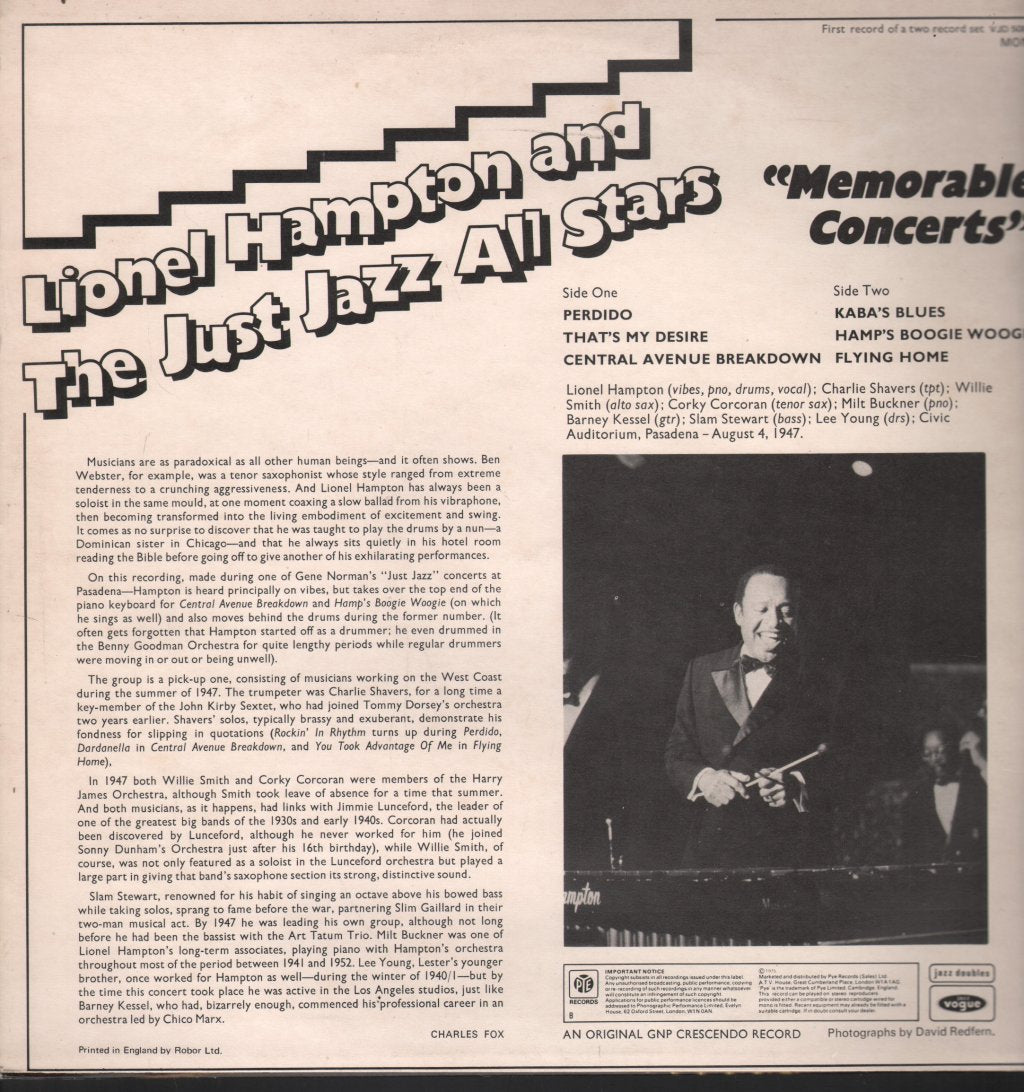 Lionel Hampton - Memorable Concerts - Lp