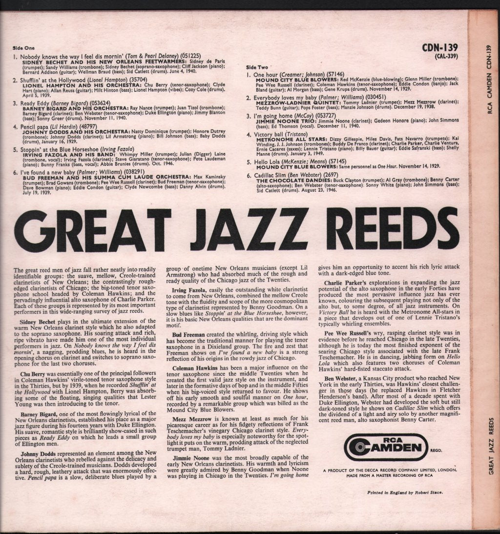 Various Artists - Great Jazz Reeds - Lp