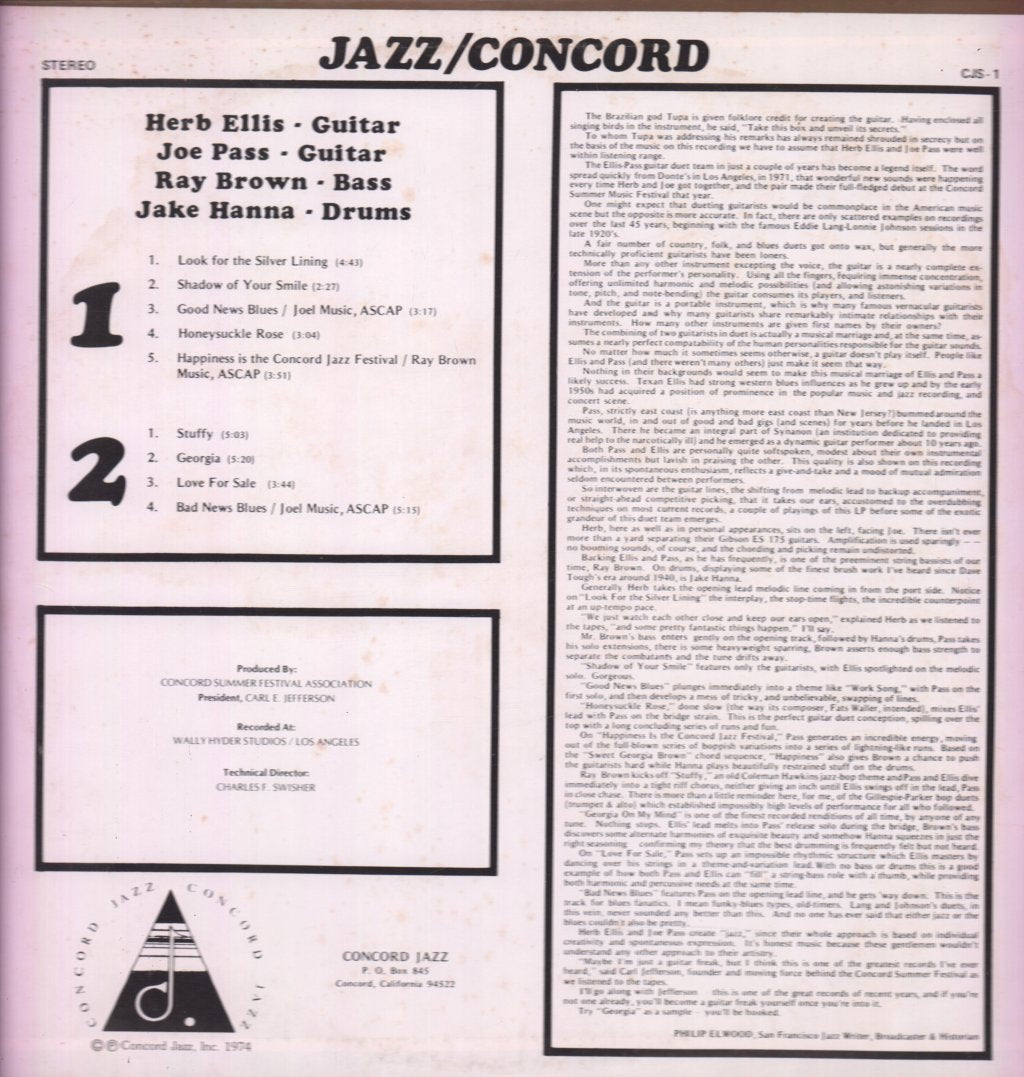 Joe Pass, Ray Brown, Jake Hanna, Herb Ellis - Jazz/Concord - Lp