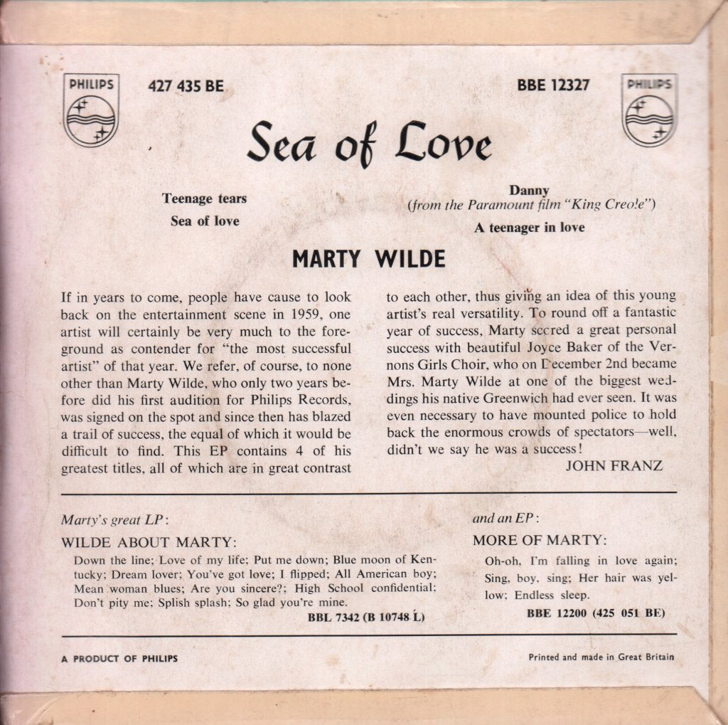 Marty Wilde - Sea Of Love - 7 Inch