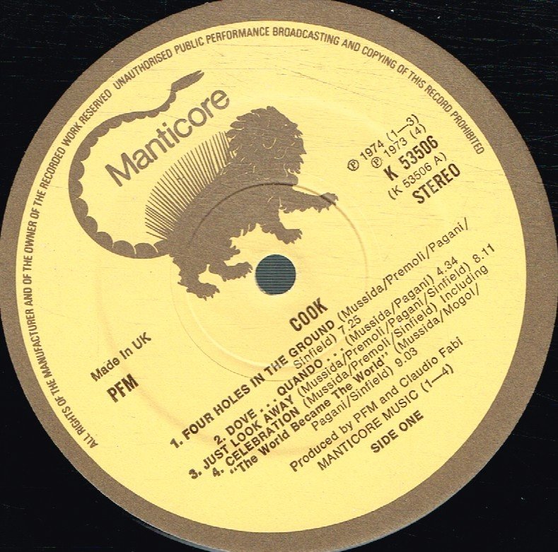 Premiata Forneria Marconi (p.f.m.) - Cook - Lp