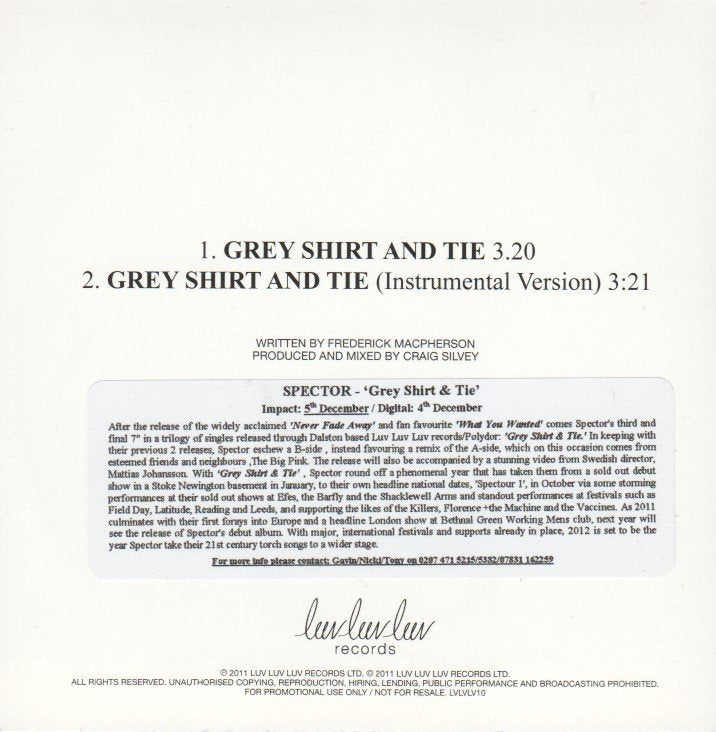 Spector - Grey Shirt And Tie - Cd