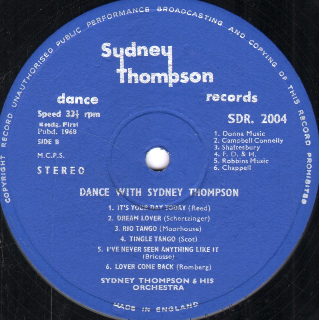 Sydney Thompson And His Orchestra - Dance With Sydney Thompson - Lp