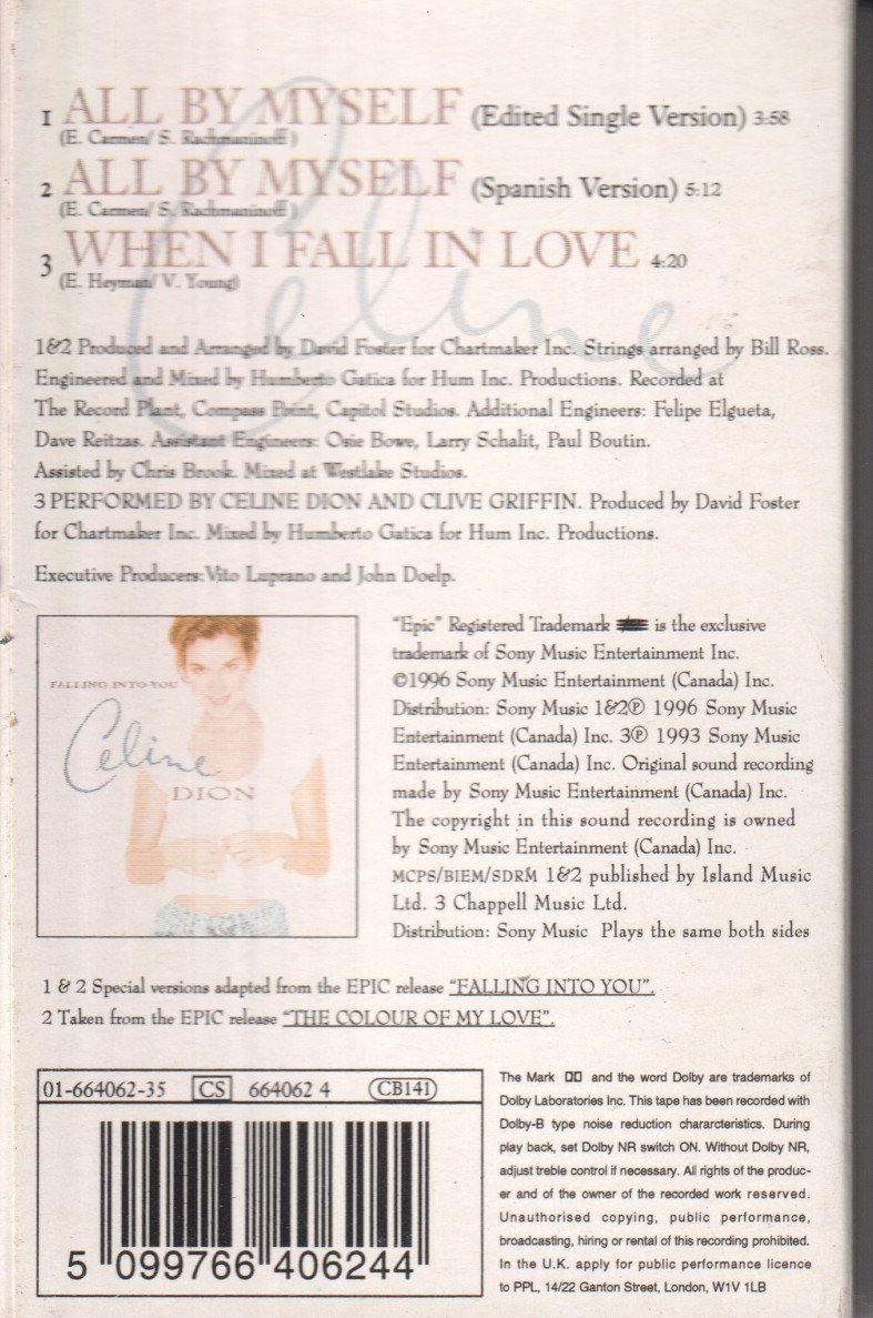 Celine Dion - All By Myself - Cassette