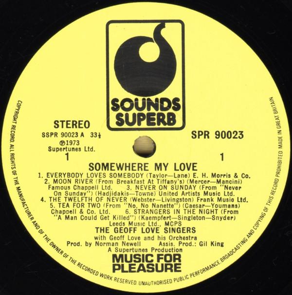 Geoff Love Singers - Somewhere My Love - Lp