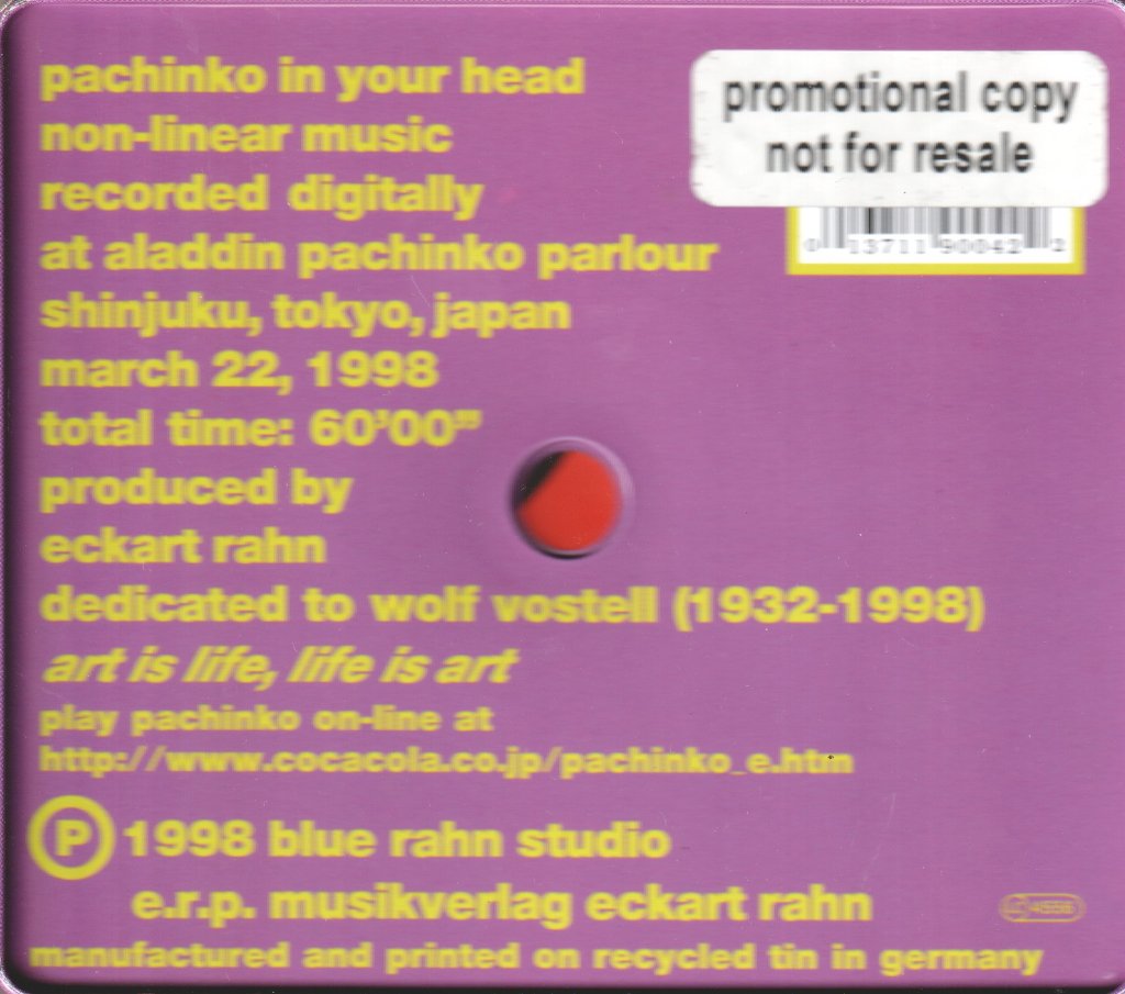 Eckart Rahn - Pachinko In Your Head - Cd