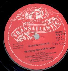 Richard Dignance - Working Class Millionaire - 7 Inch