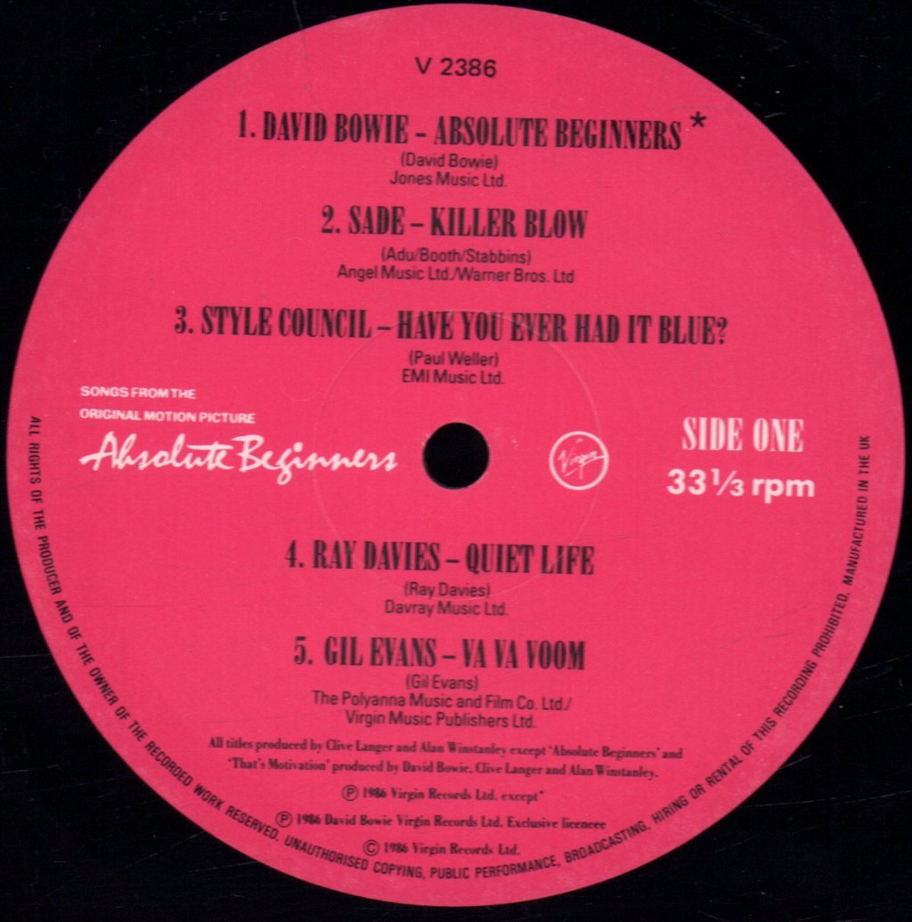 Absolute Beginners Soundtrack - Songs From The Original Motion Picture - Lp