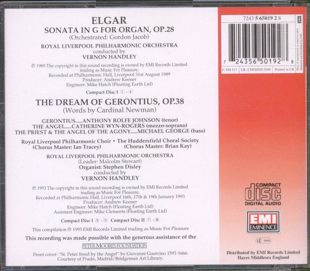 Royal Liverpool Philharmonic Orchestra, Vernon Handley - Dream Of Gerontius - Organ Sonata (Orchestrated By Gordon Jacob) - Double Cd