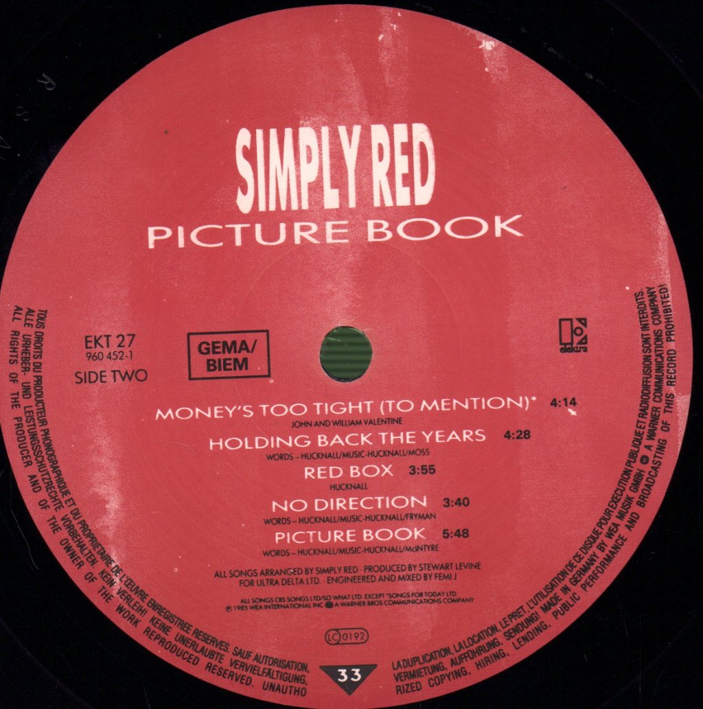 Simply Red - Picture Book - Lp