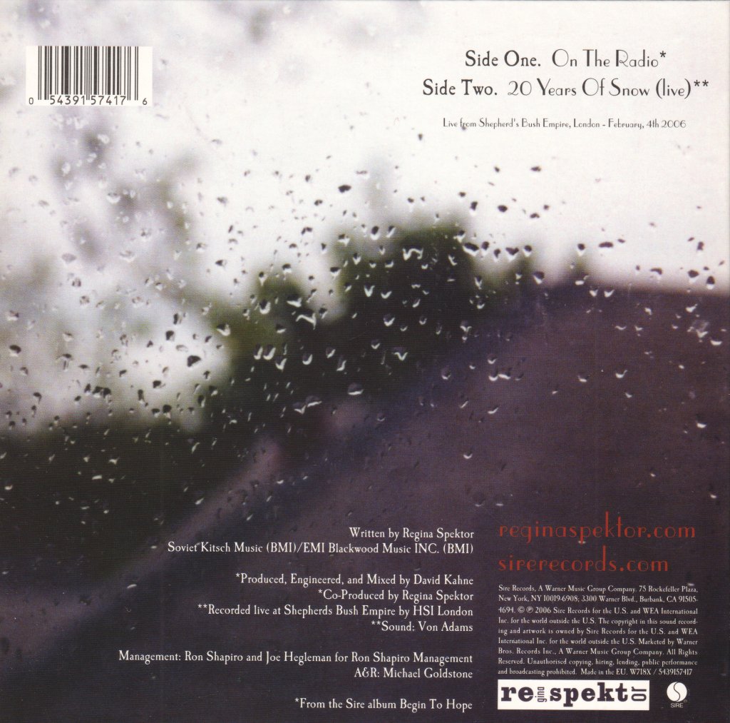 Regina Spektor - On The Radio - 7 Inch