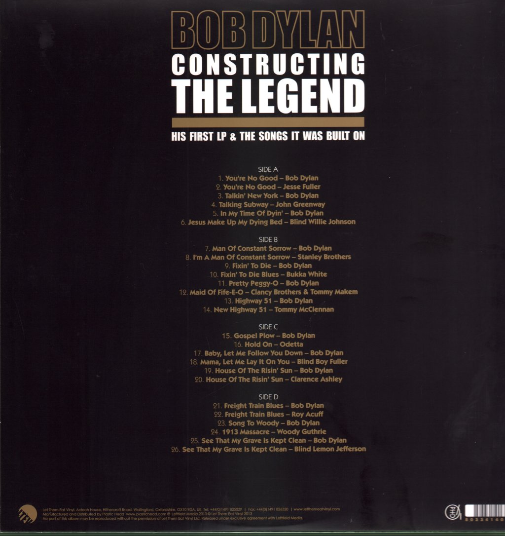 Bob Dylan - Constructing The Legend (His First LP & The Songs It Was Built On) - Double Lp