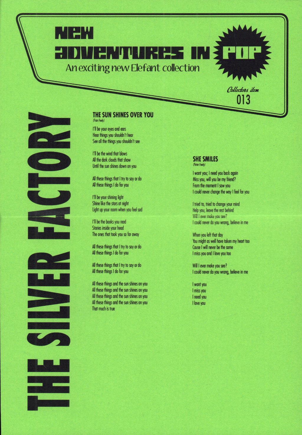 Silver Factory - Sun Shines Over You - 7 Inch