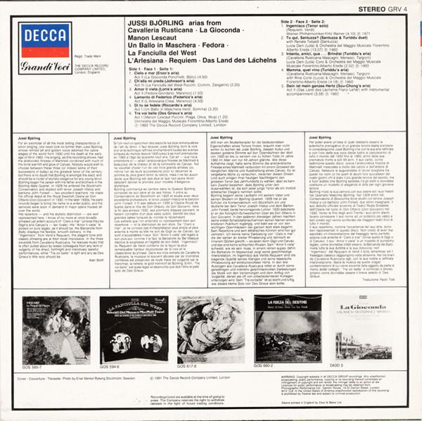 Jussi Bjorling - Arias From Cavalleria Rusticana - Lp