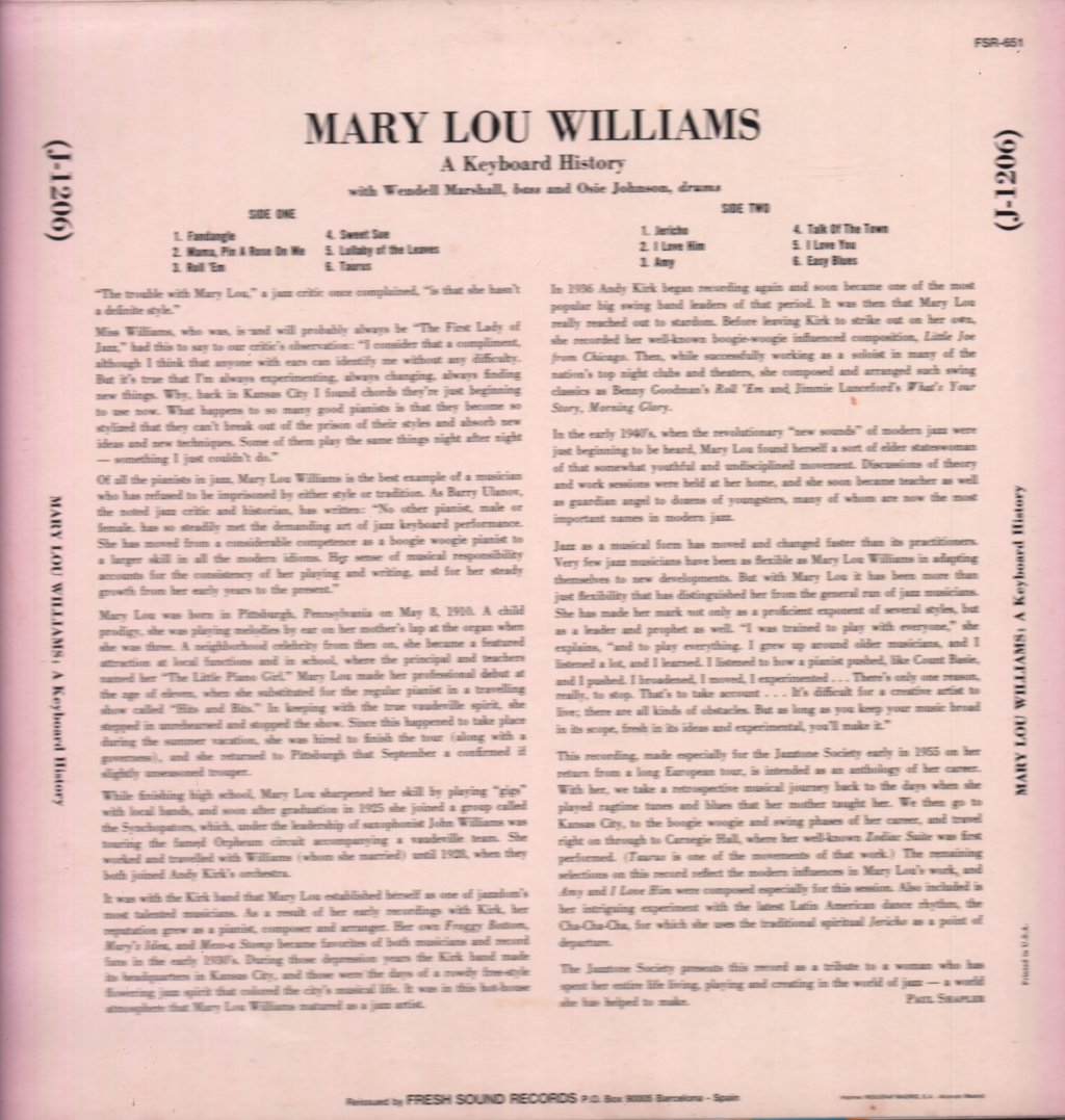 Mary Lou Williams - Art Of Mary Lou Williams (A Keyboard History) - Lp