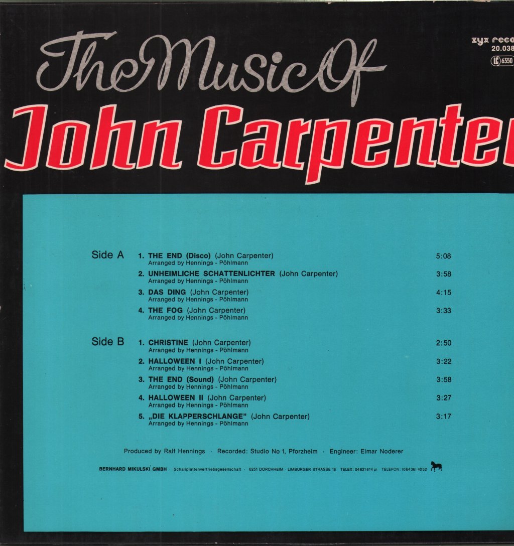 Splash Band - Music Of John Carpenter - Lp