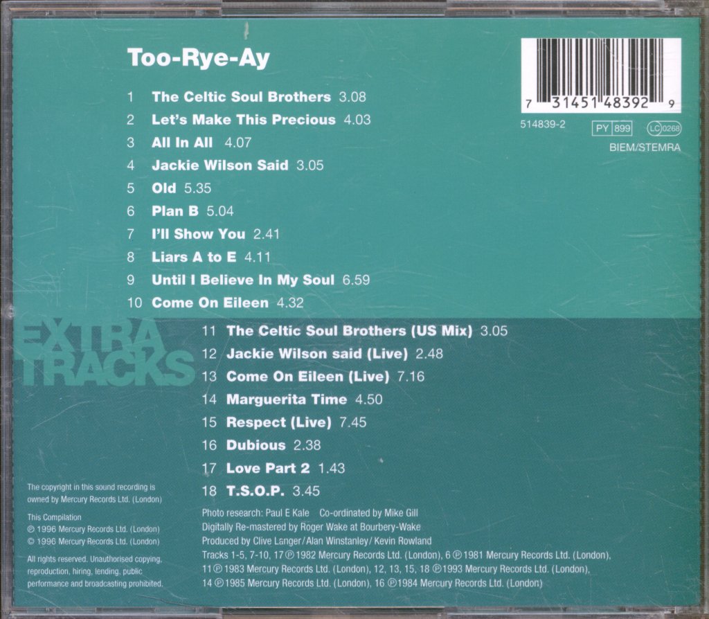 Dexys Midnight Runners - Too-Rye-Ay - Cd