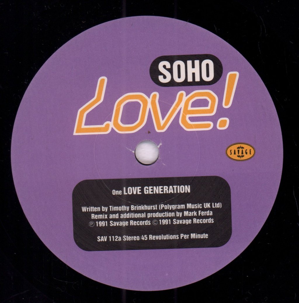 Soho (90'S Artist) - Love Generation - 7 Inch