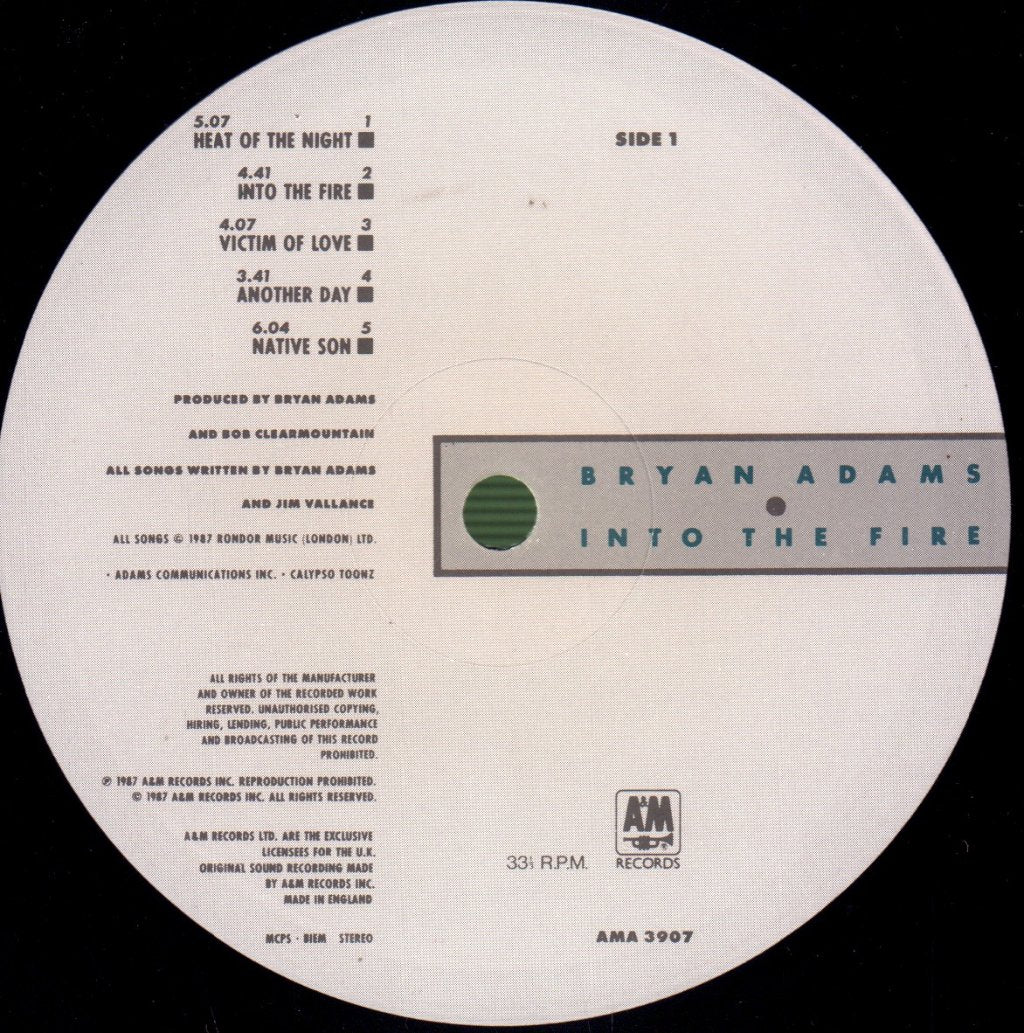 Bryan Adams - Into The Fire - Lp