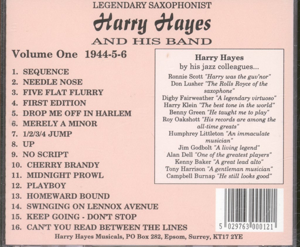 Harry Hayes Band - Volume One 1944-5-6 - Cd