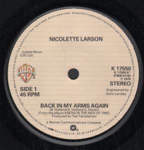 Nicolette Larson - Back In My Arms Again - 7 Inch