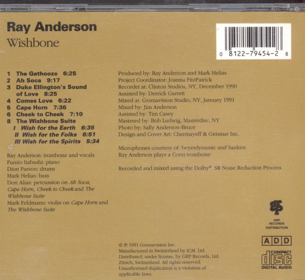 Ray Anderson - Wishbone - Cd
