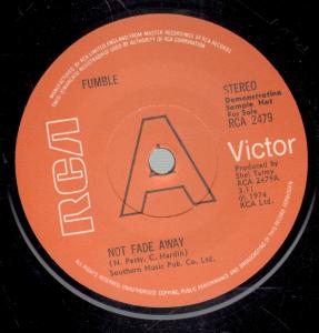 Fumble - Not Fade Away - 7 Inch