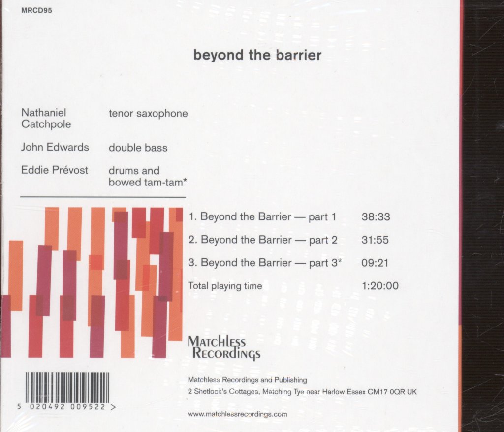 Nathaniel Catchpole, John Edwards, Eddie Prévost - Beyond The Barrier - Cd