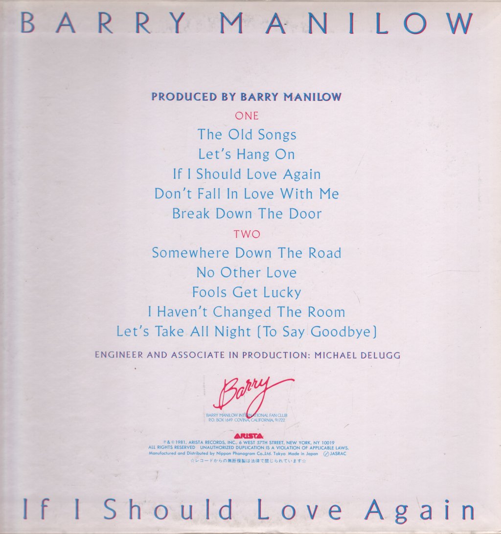 Barry Manilow - If I Should Love Again - Lp