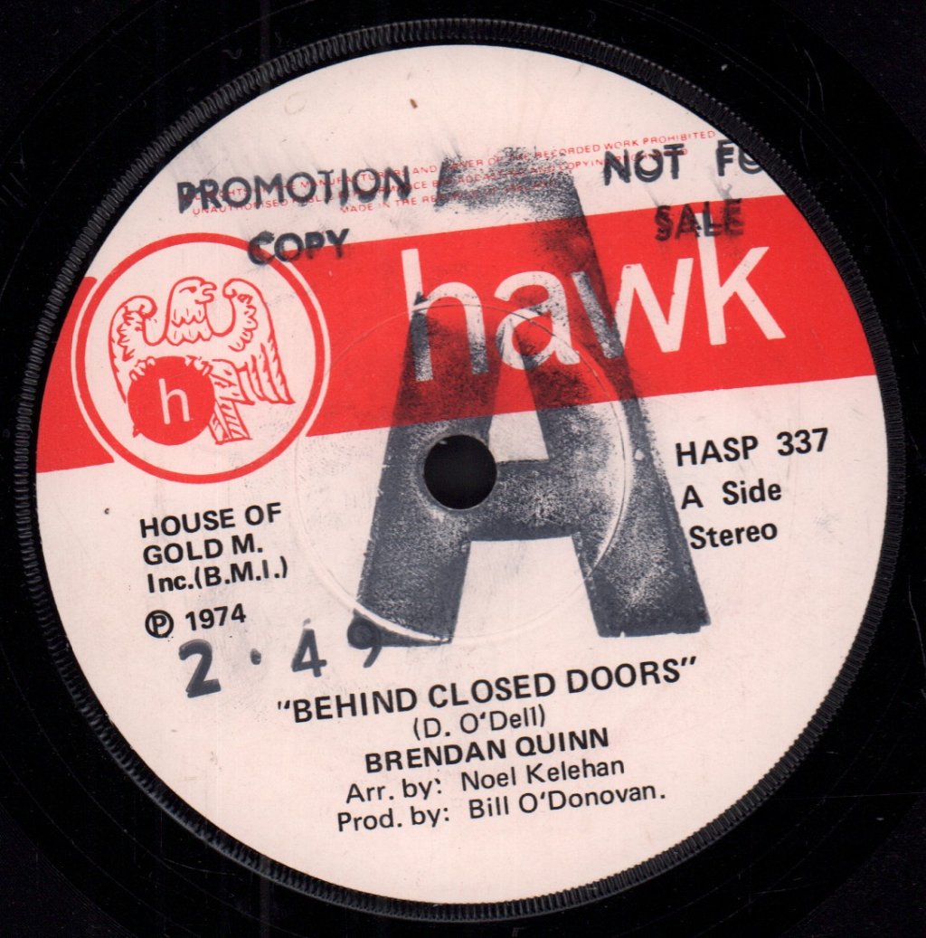 Brendan Quinn - Behind Closed Doors - 7 Inch
