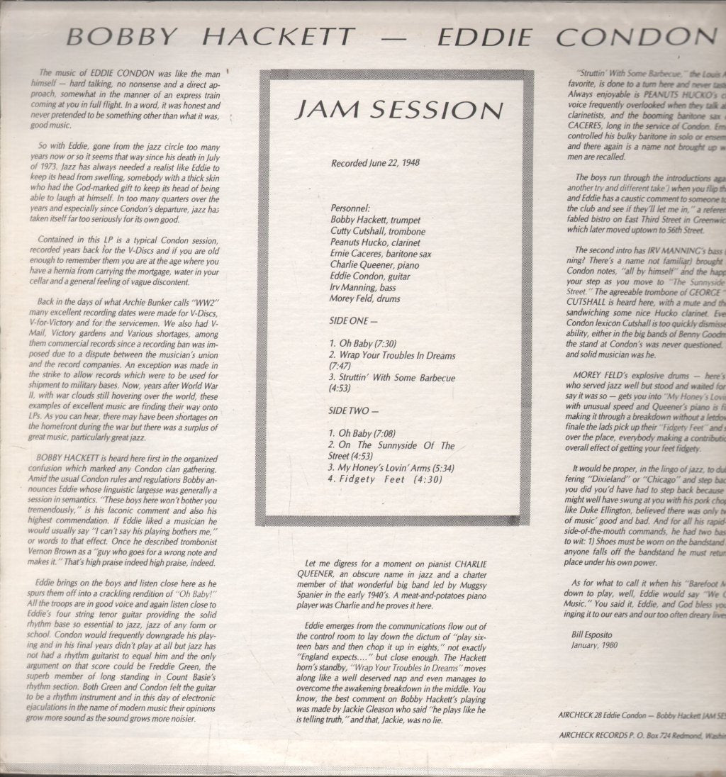 Eddie Condon and Bobby Hackett - Jam Session - Lp