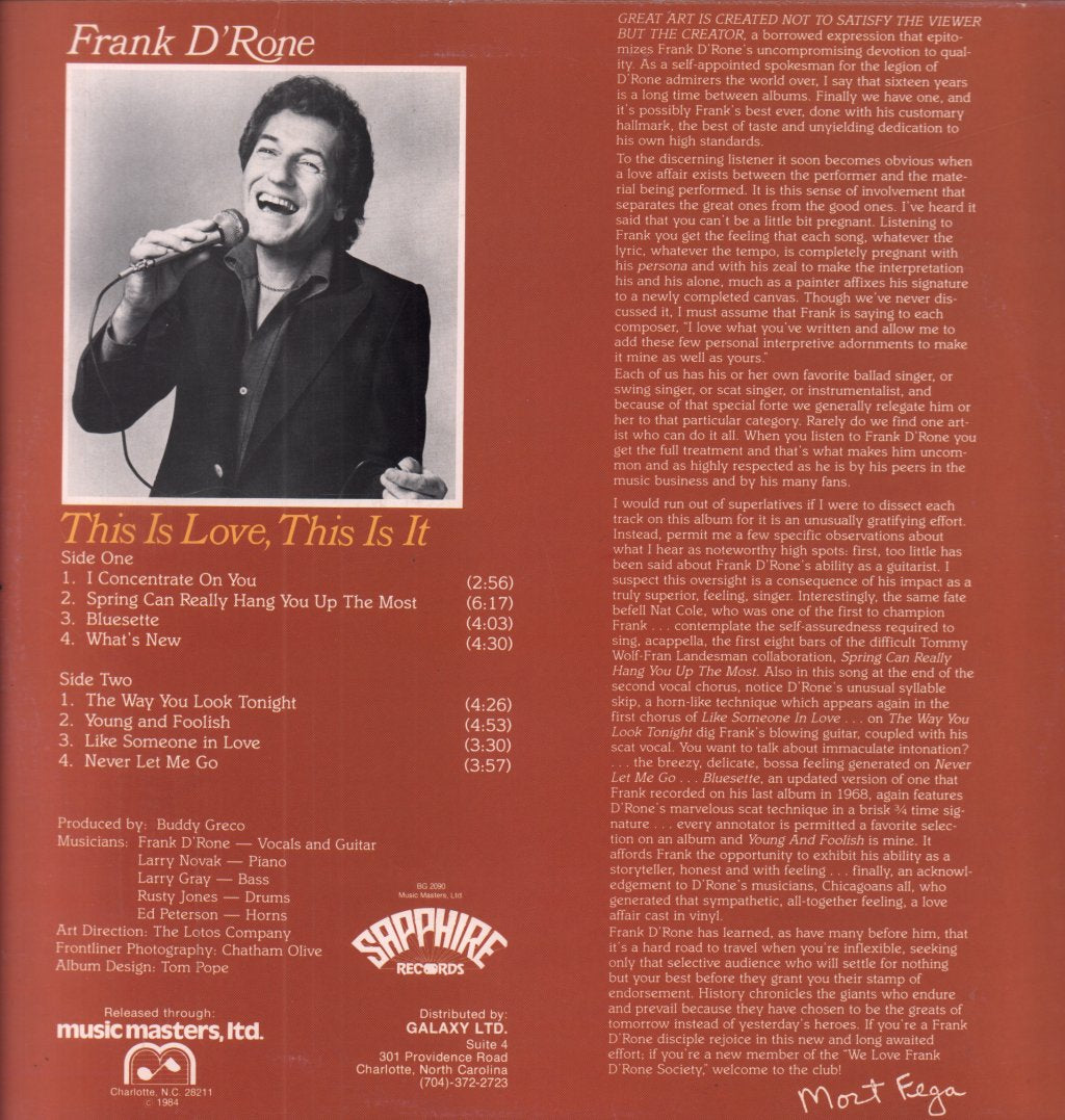 Frank D'rone - This Is Love This Is It - Lp