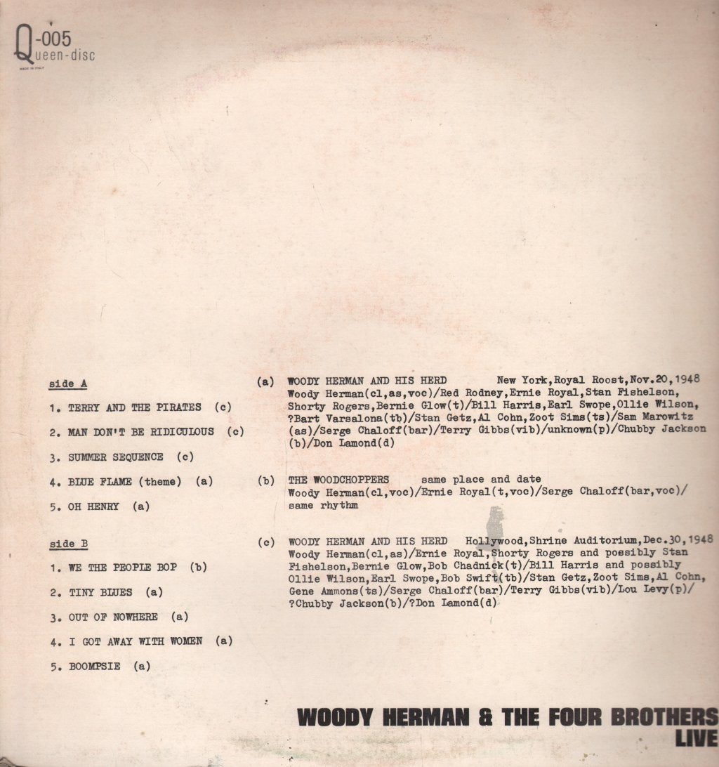 Woody Herman and the Four Brothers - Live - Lp