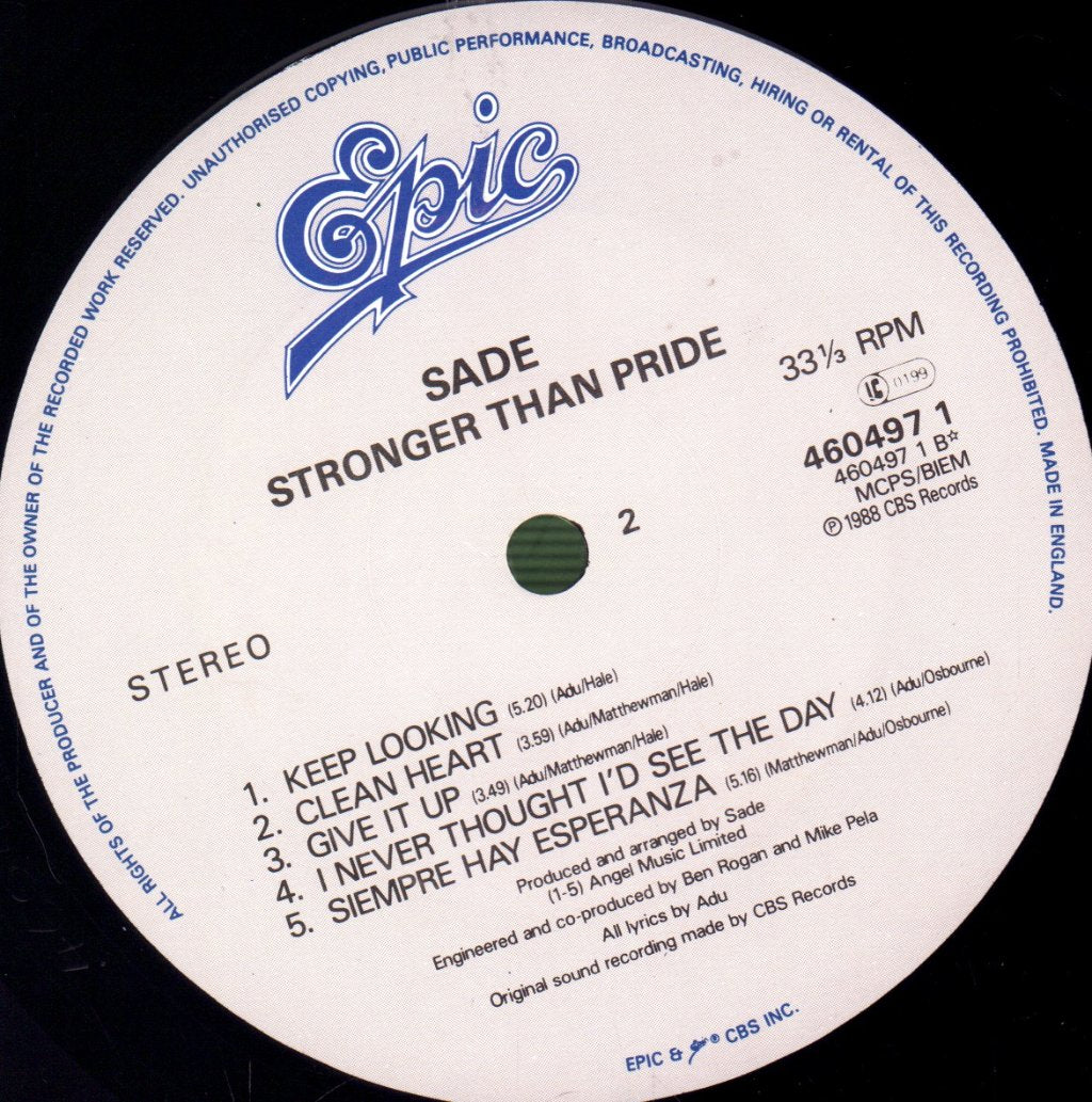 Sade - Stronger Than Pride - Lp